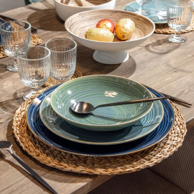 Assiette plate moon lagon 27 cm (lot de 6) en grès