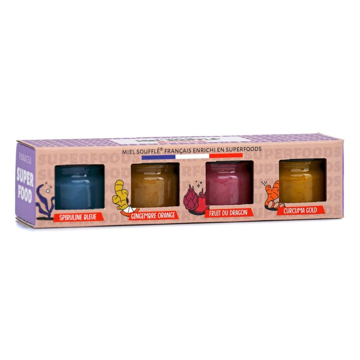 Miel soufflé - Coffret Superfoods - Coffret de 4 pots x35g