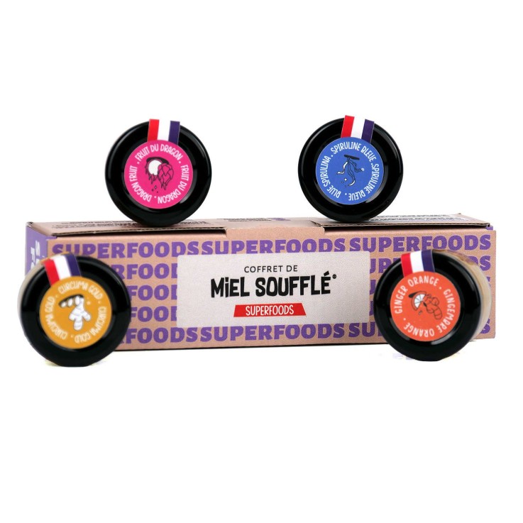 Miel soufflé - Coffret Superfoods - Coffret de 4 pots x35g
