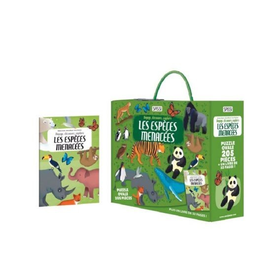 Coffret Mini Espèces menacées : Livre & Puzzle