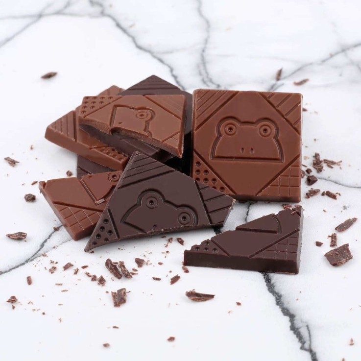 Coffret de 4 carrés de chocolat bio Lait tendre 41% et Noir 71% - LOVE - Coffret de 20g