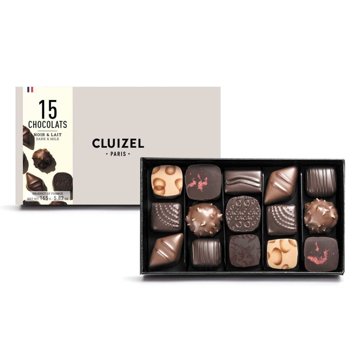 Coffret 15 chocolats noirs et laits Cluizel - Coffret de 15 chocolats (165g)