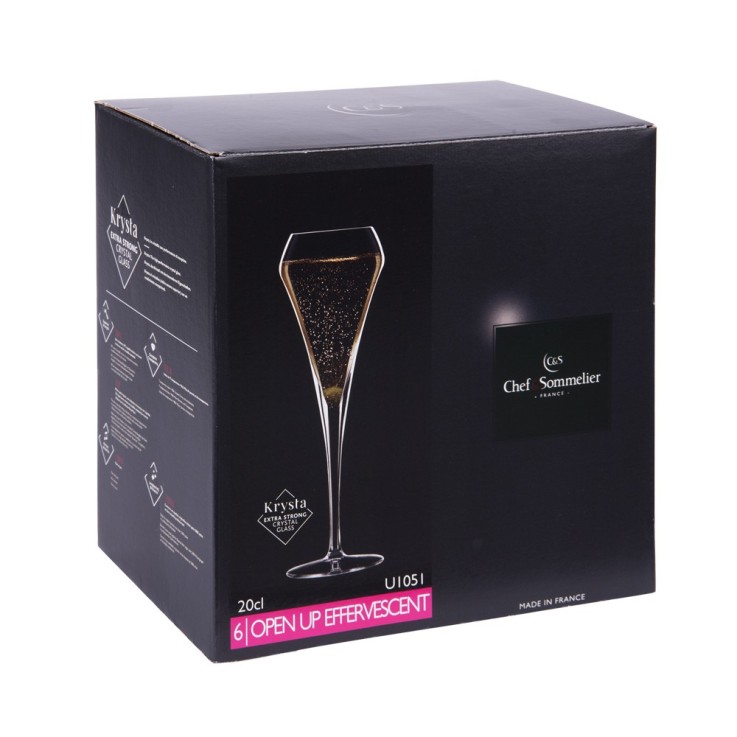 Flûte champagne effervescent Open up 20 cl (lot de 6) en kwarx