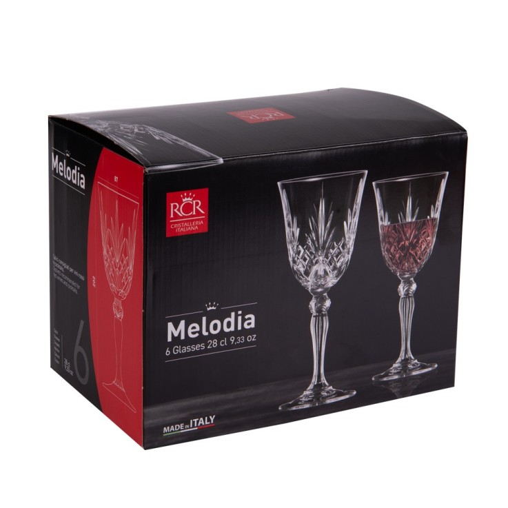 Boite de 6 verres à pied Mélodia 27 cl en cristallin
