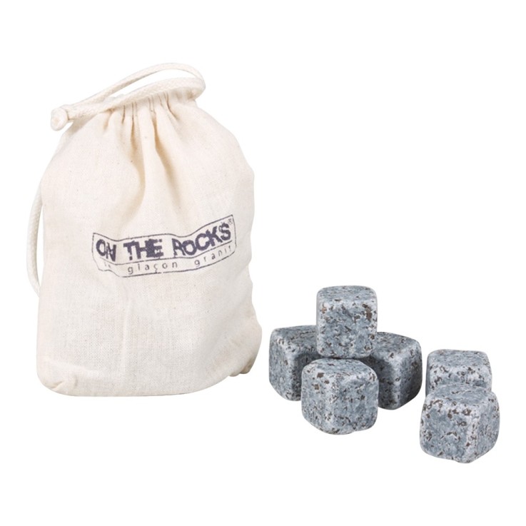 Sachet coton de 6 glaçons en granit en pierre