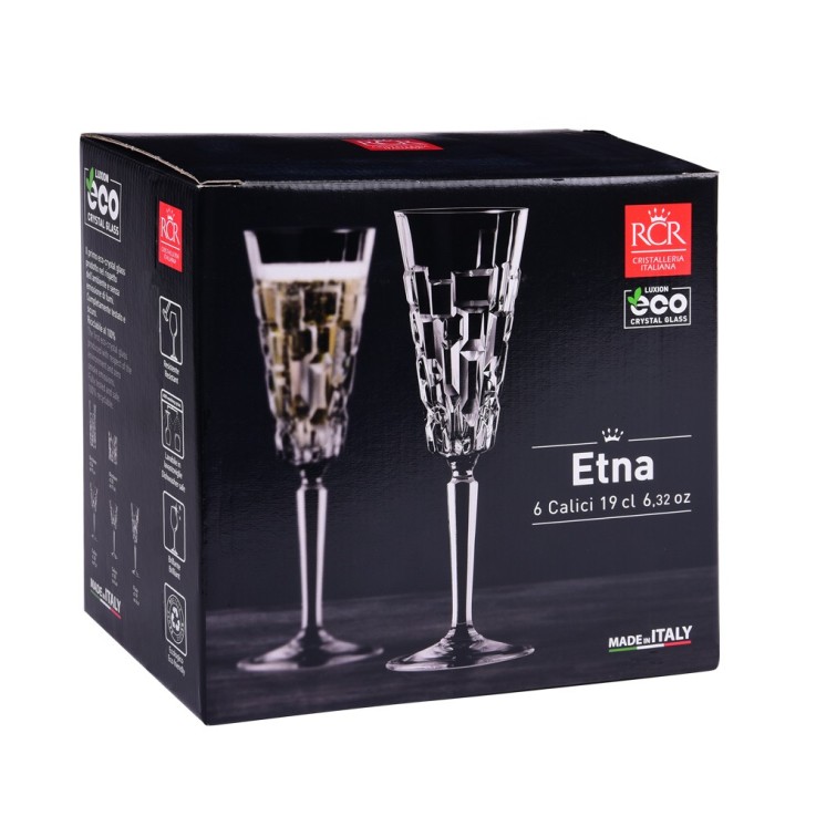 Flûte à champagne Etna 19 cl (lot de 6) en cristallin