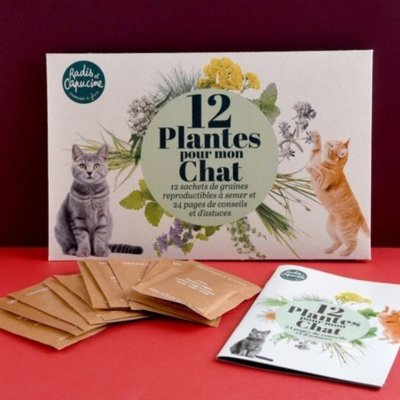 Enveloppe 12 sachets  -Jardiner pour mon chat