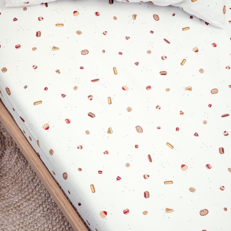 Drap housse Coton Bio pour Lit bébé Gourmandises