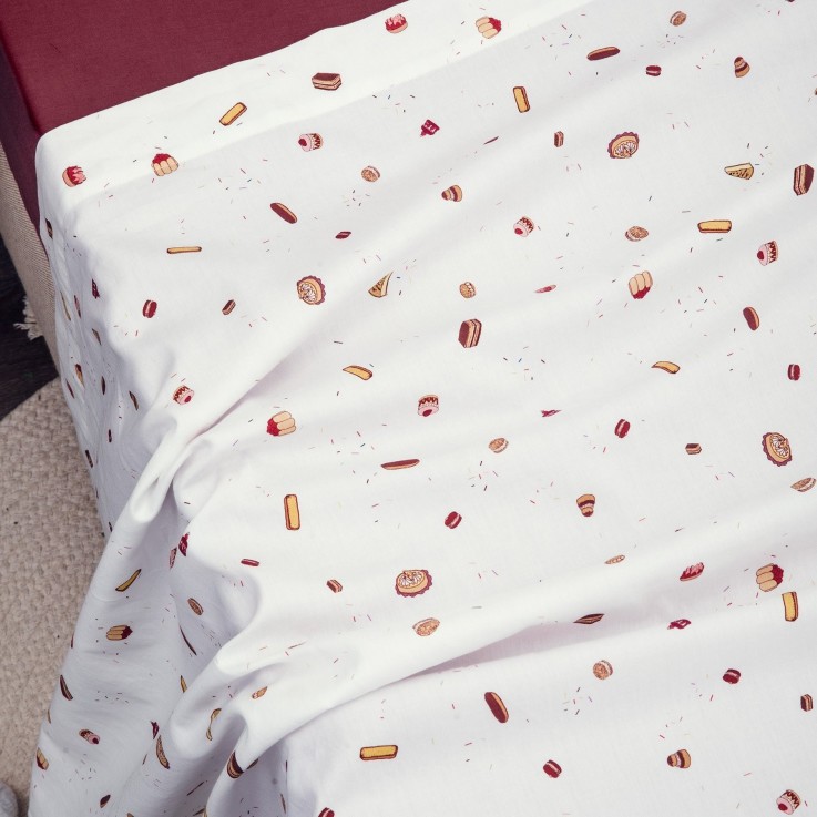 Drap plat 1 personne Coton Bio Gourmandises