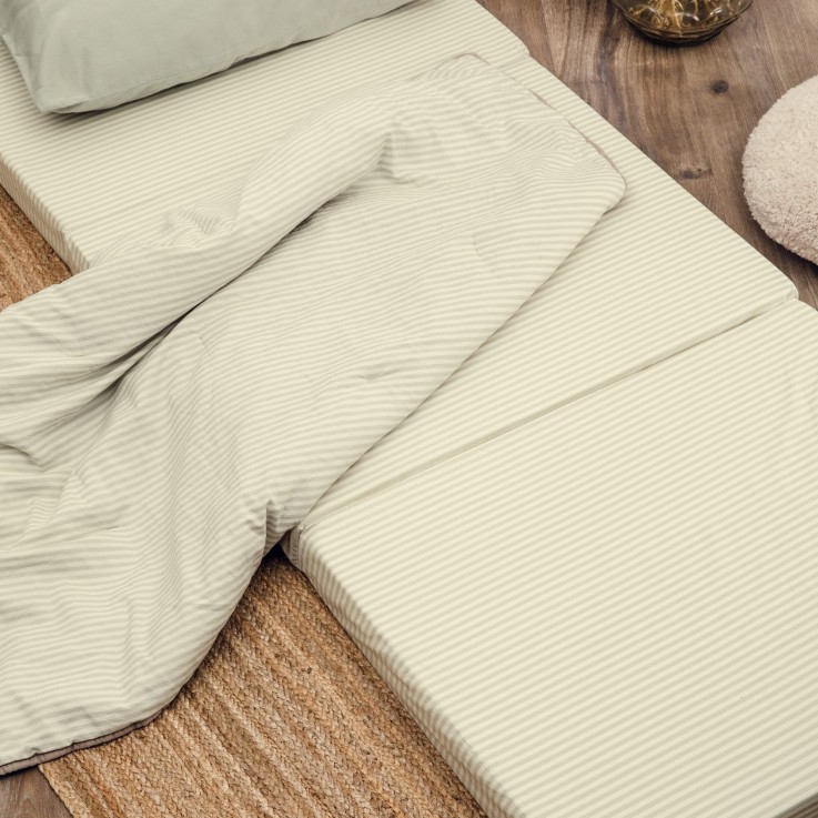 Matelas d'appoint pliant coton bio rayé