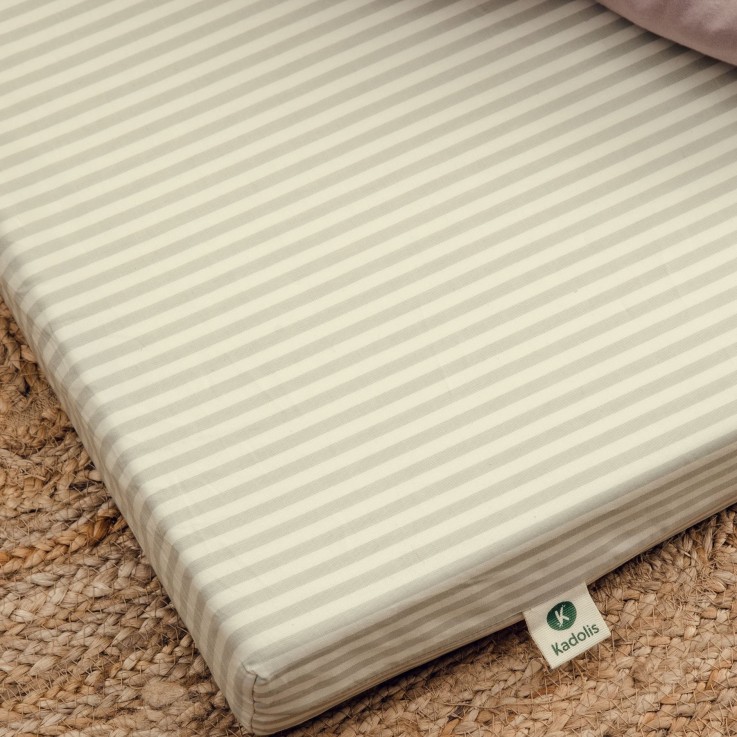Matelas d'appoint pliant coton bio rayé