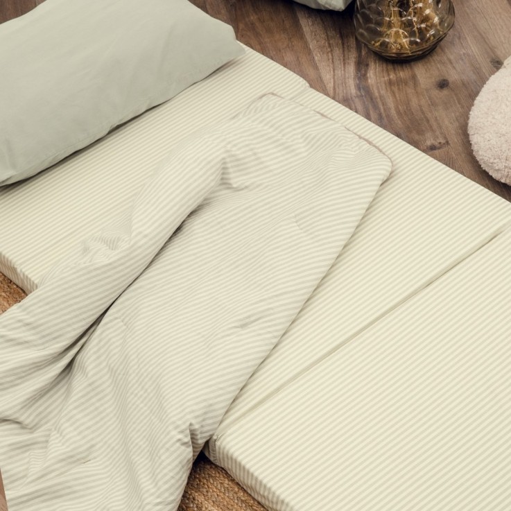Matelas d'appoint pliant coton bio rayé