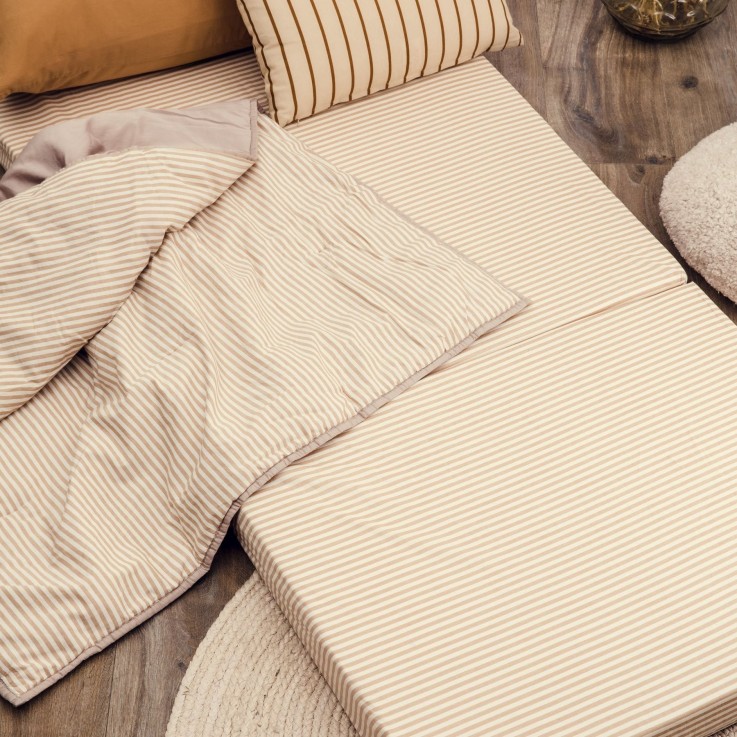 Matelas d'appoint pliant coton bio rayé