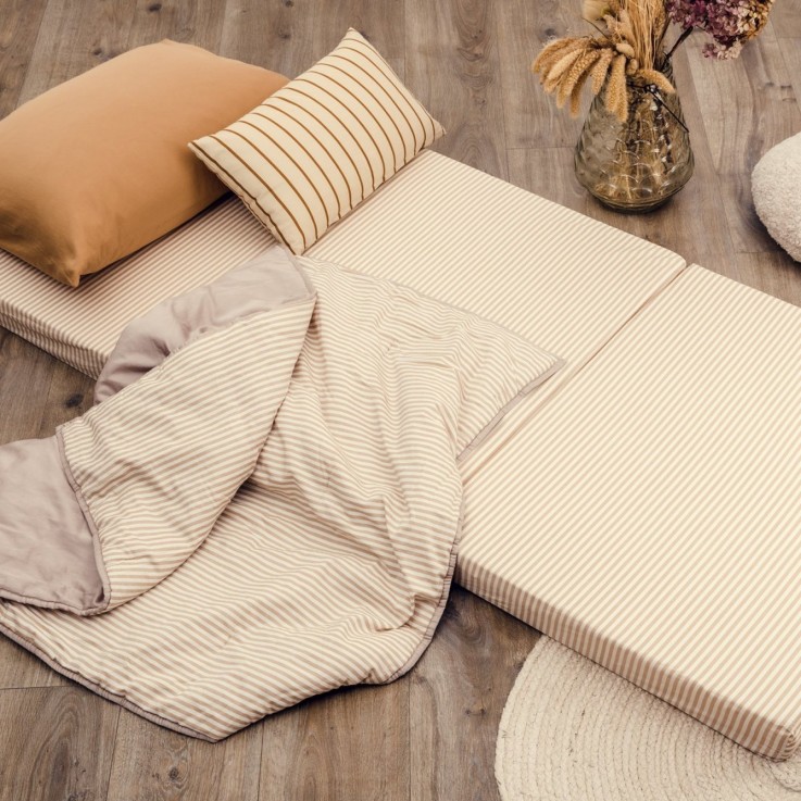 Matelas d'appoint pliant coton bio rayé