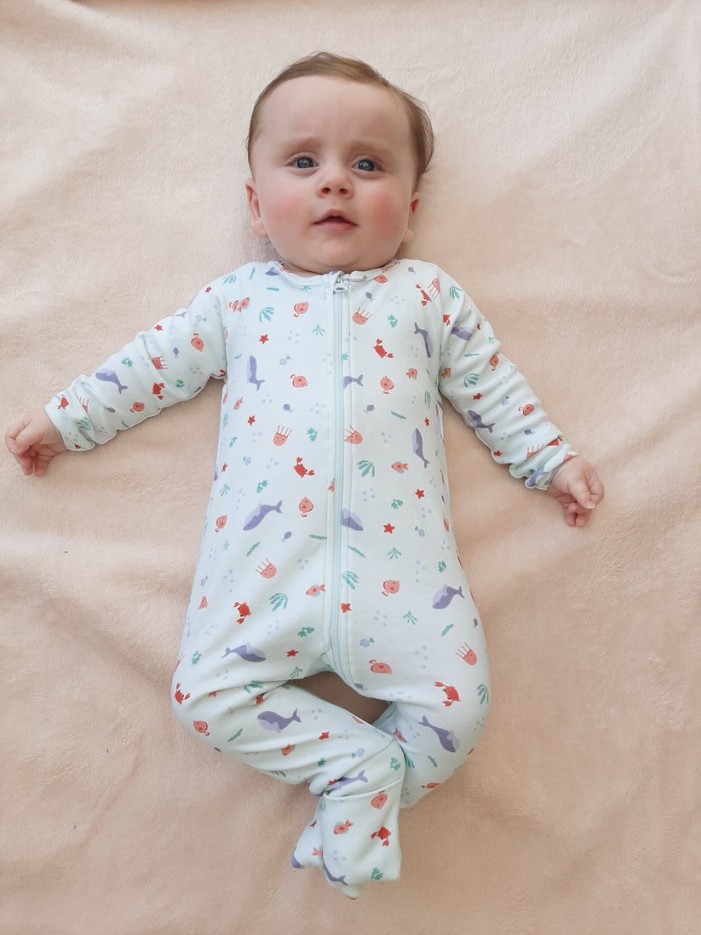 Pyjama bébé zippé et évolutif Comme un poisson en Coton Bio