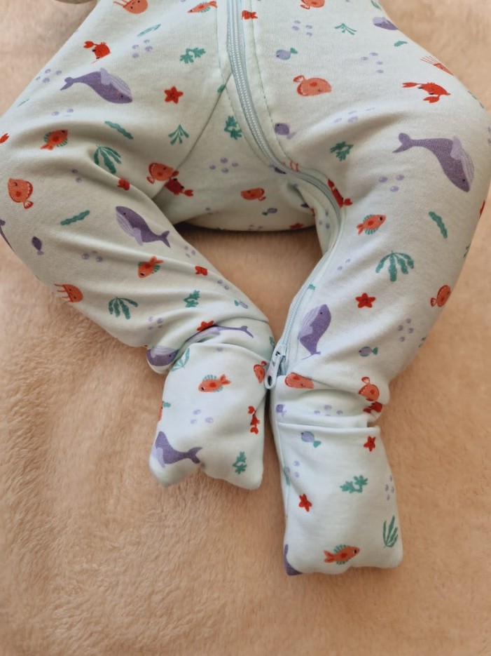 Pyjama bébé zippé et évolutif Comme un poisson en Coton Bio