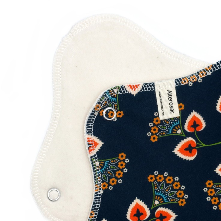 Serviette hygiénique lavable en Coton Bio M (flux moyen)