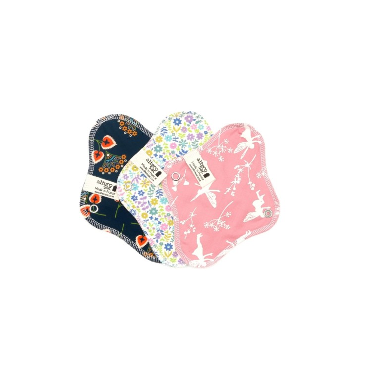 Serviette hygiénique lavable en Coton Bio S (flux léger)