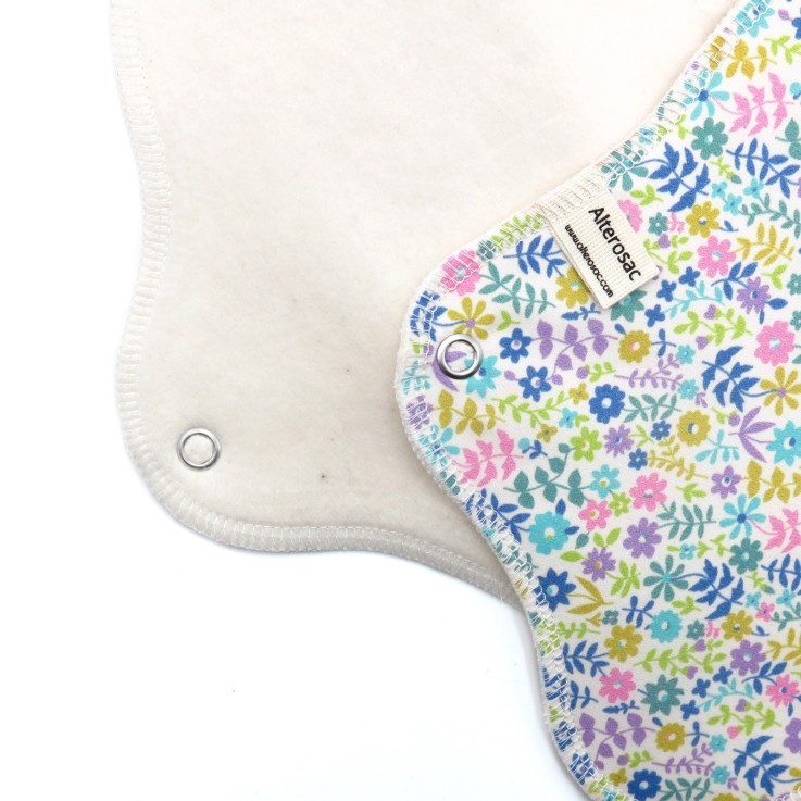 Serviette hygiénique lavable en Coton Bio S (flux léger)