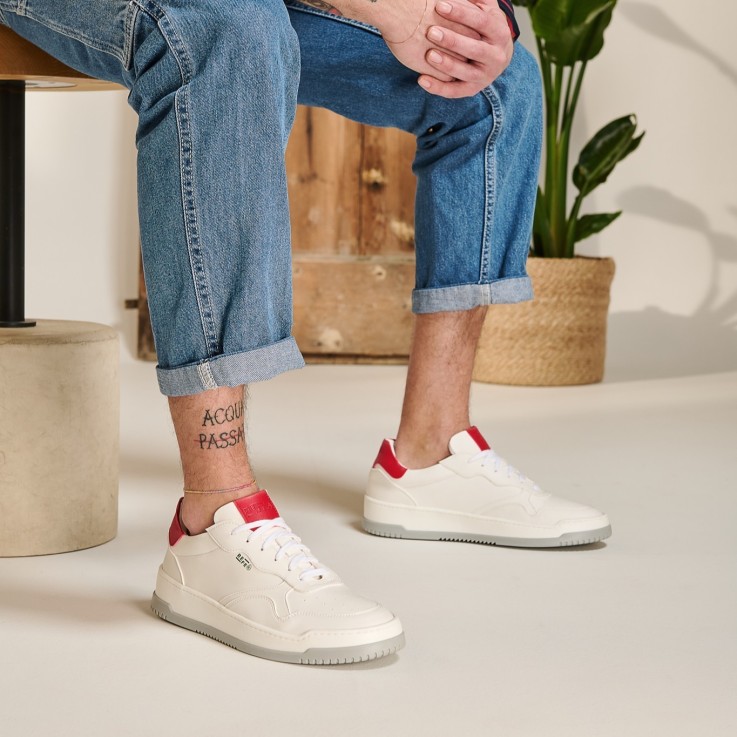 Basket basses Wave bianco rosso Vegan