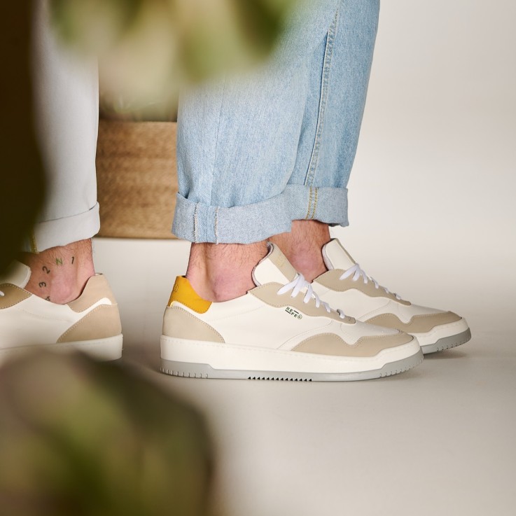 Basket basses Wave bianco Giallo Vegan