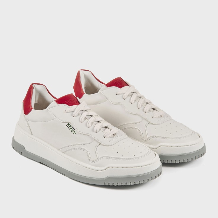 Basket basses Wave bianco rosso Vegan