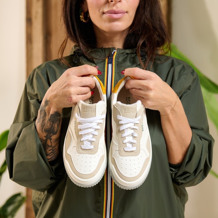 Basket basses Wave bianco Giallo Vegan