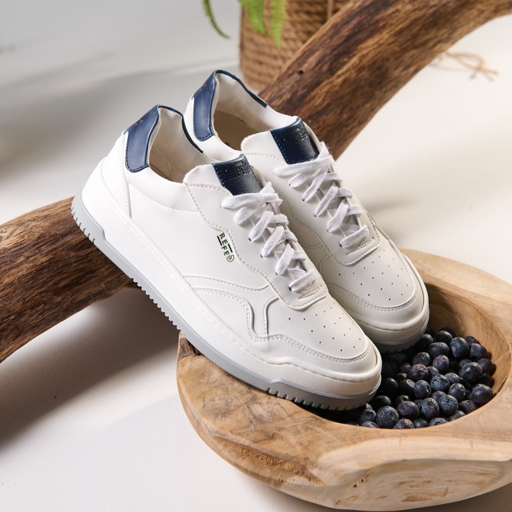 Basket basses Wave bianco Blu Vegan