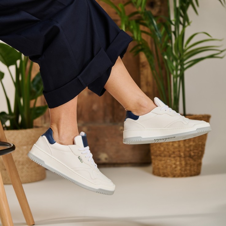Basket basses Wave bianco Blu Vegan