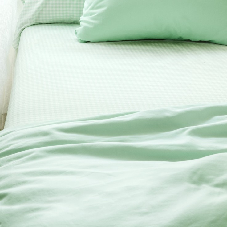 Drap housse Percale de Coton Bio Vichy 1 personne