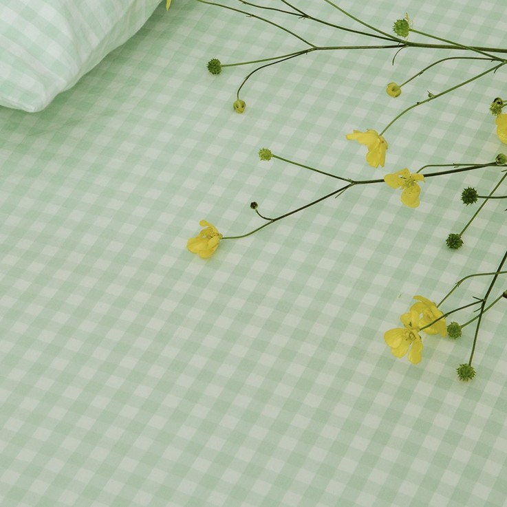 Drap housse Percale de Coton Bio Vichy 1 personne
