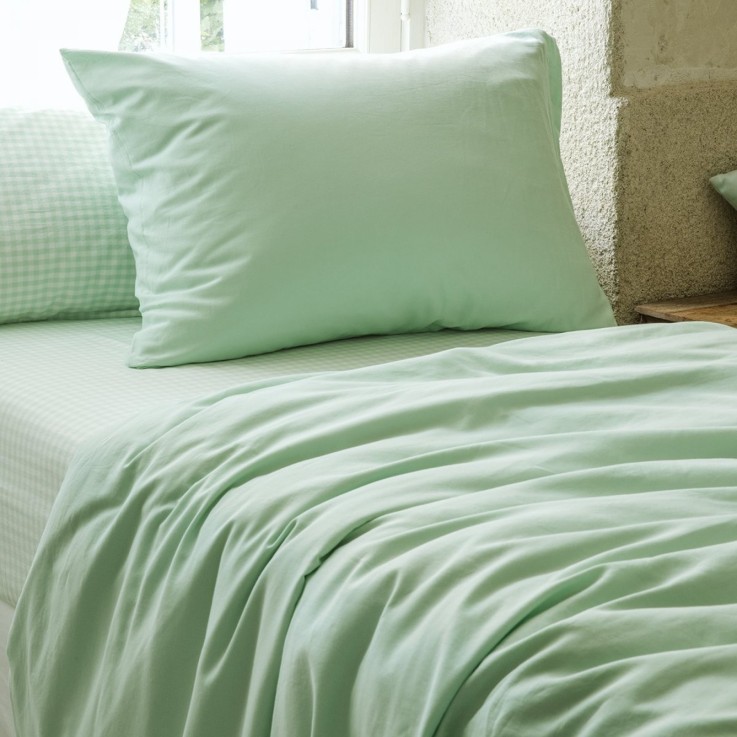Drap housse Percale de Coton Bio Vichy 1 personne
