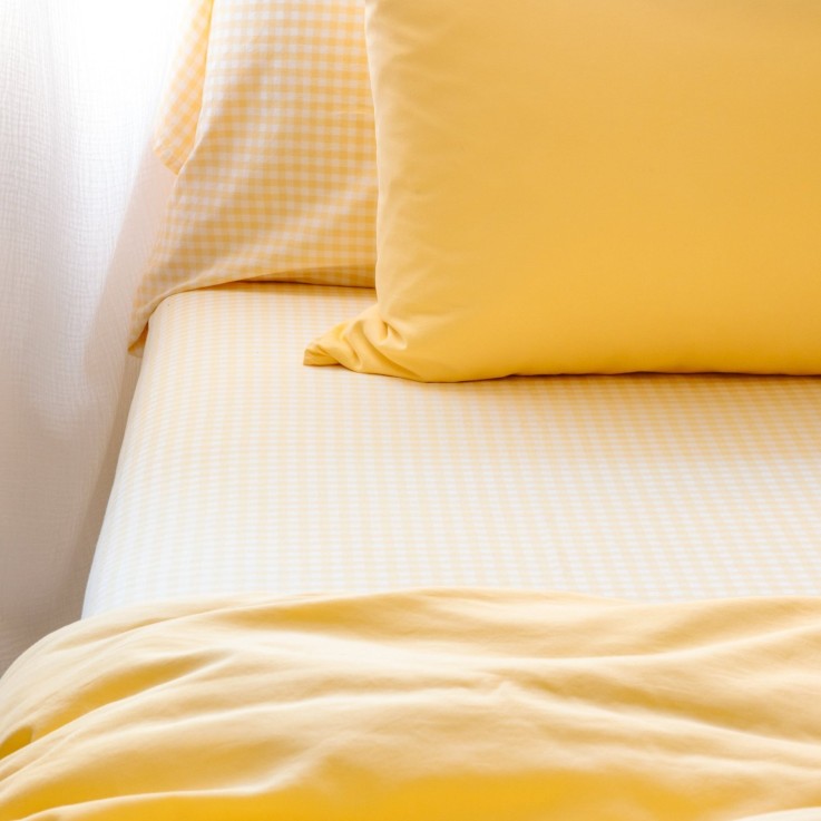 Drap housse Percale de Coton Bio Vichy 1 personne