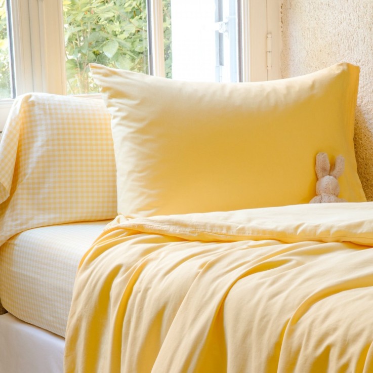 Drap housse Percale de Coton Bio Vichy 1 personne