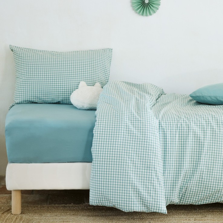 Housse de couette Percale de Coton Bio Vichy 1 personne