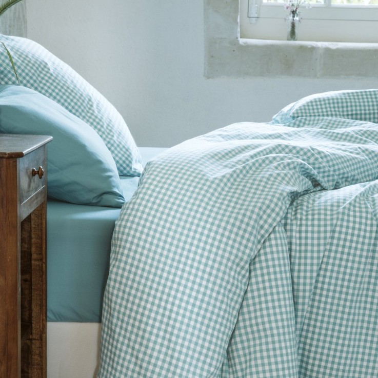 Housse de couette Percale de Coton Bio Vichy 1 personne