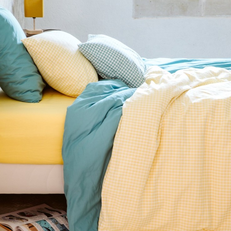 Housse de couette Percale de Coton Bio Vichy 1 personne