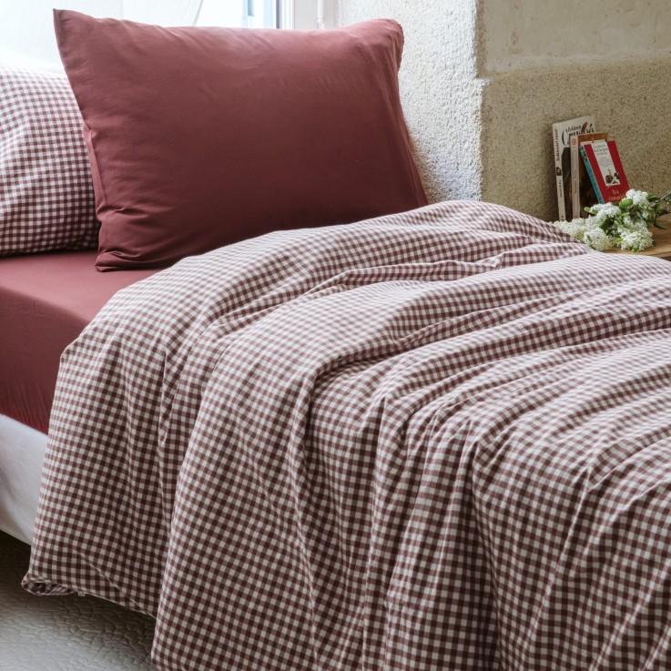 Housse de couette 1 personne Percale de Coton Bio Vichy