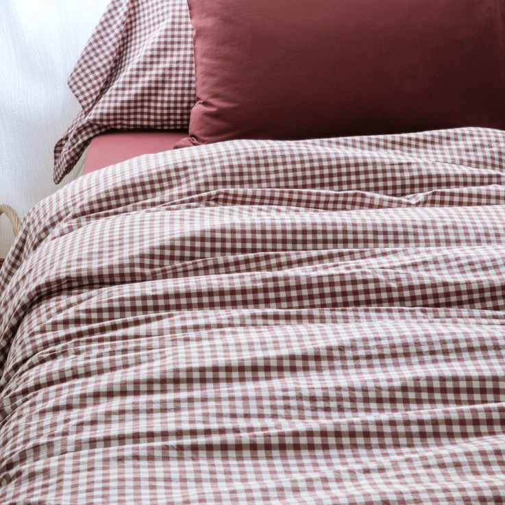 Housse de couette 1 personne Percale de Coton Bio Vichy
