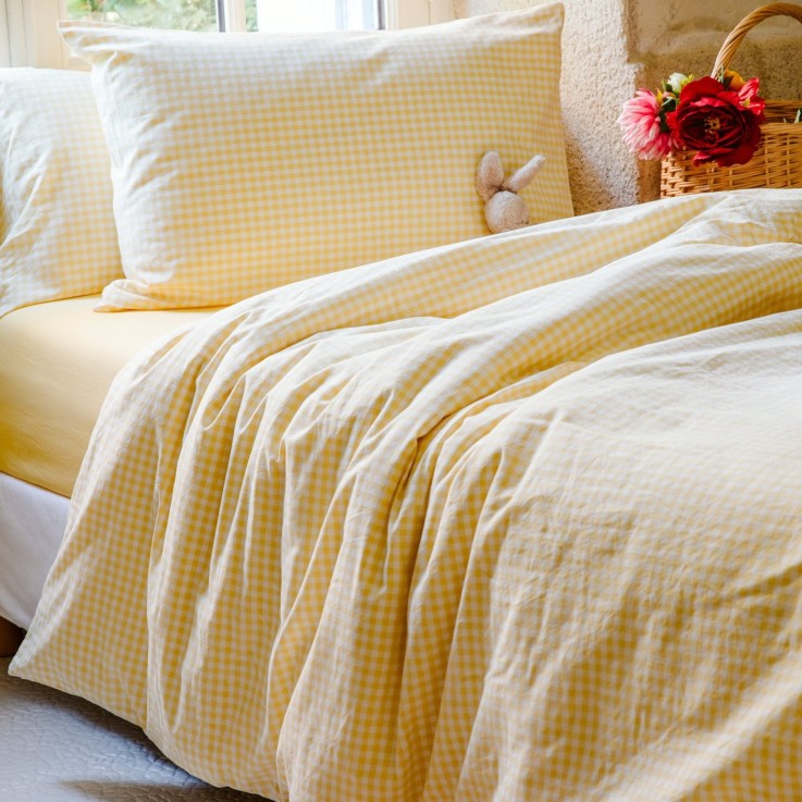 Housse de couette Percale de Coton Bio Vichy 1 personne
