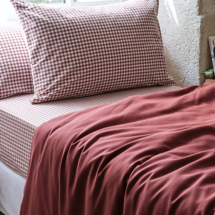 Taie d'oreiller Percale de Coton Bio Vichy