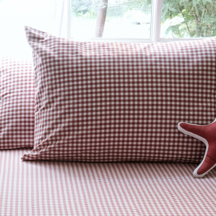Taie d'oreiller Percale de Coton Bio Vichy