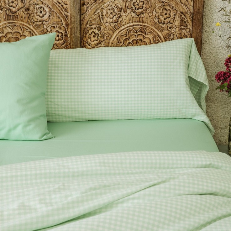 Taie traversin Percale de Coton Bio Vichy