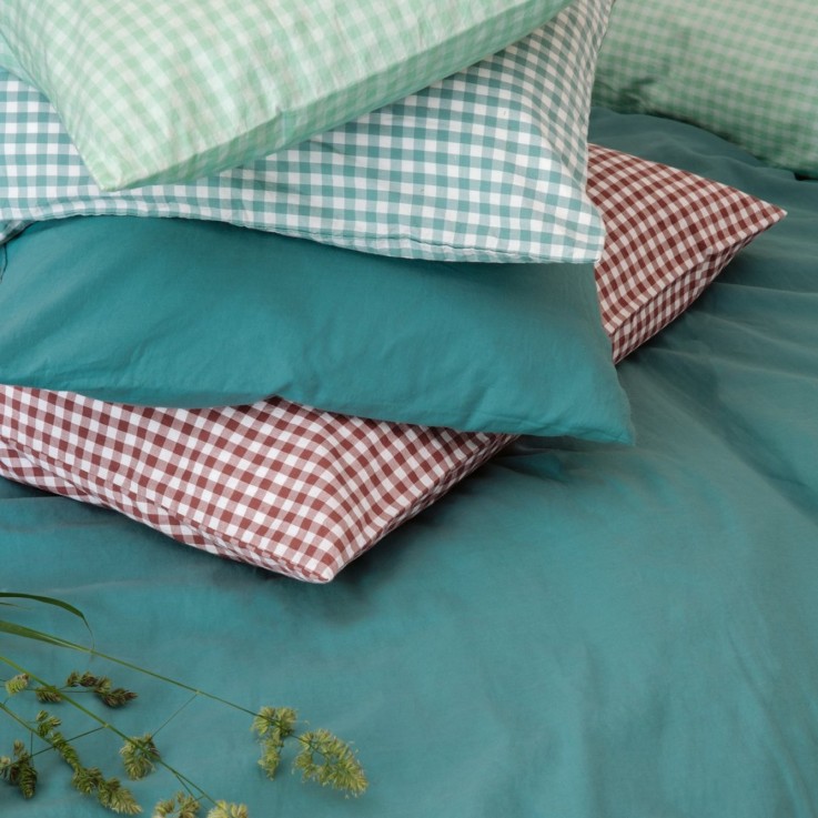Taie d'oreiller Percale de Coton Bio Vichy