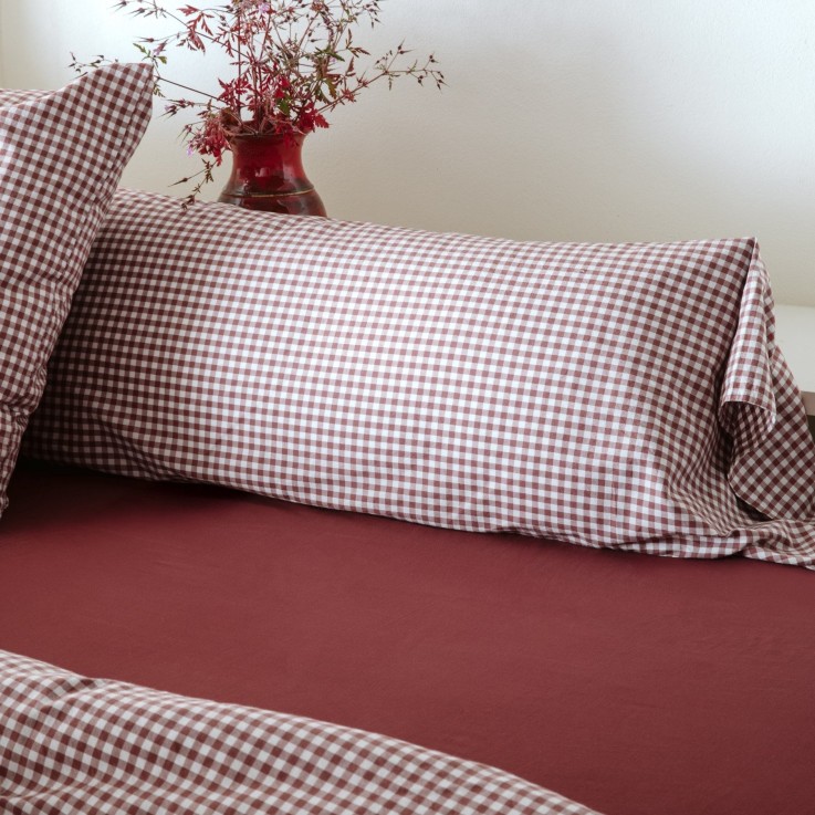 Taie traversin Percale de Coton Bio Vichy