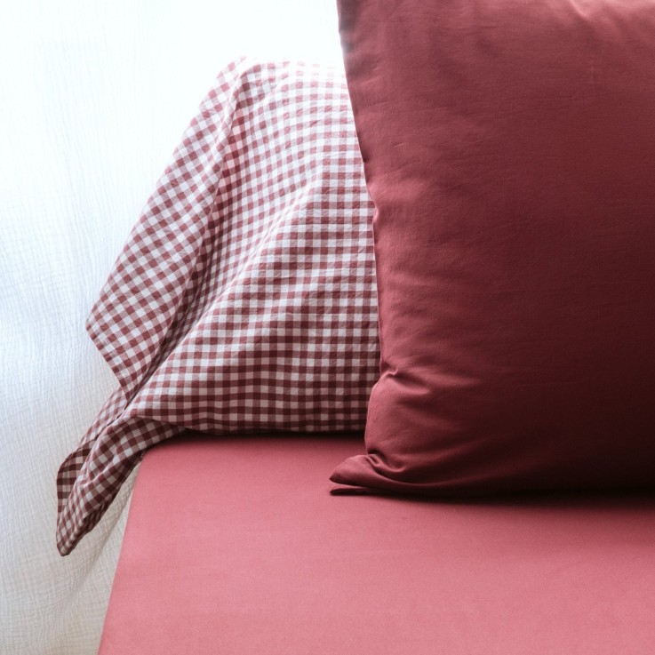 Taie traversin Percale de Coton Bio Vichy