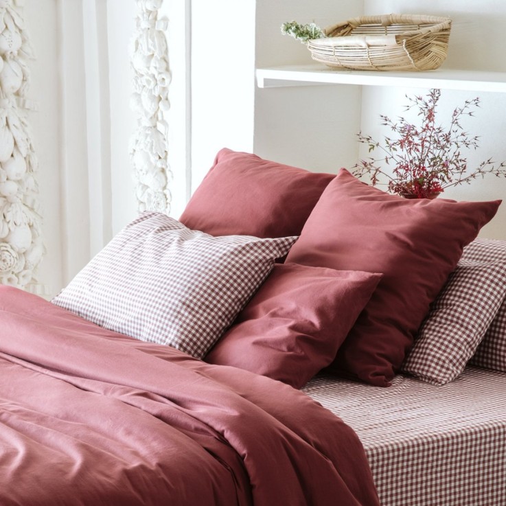 Taie traversin Percale de Coton Bio Vichy