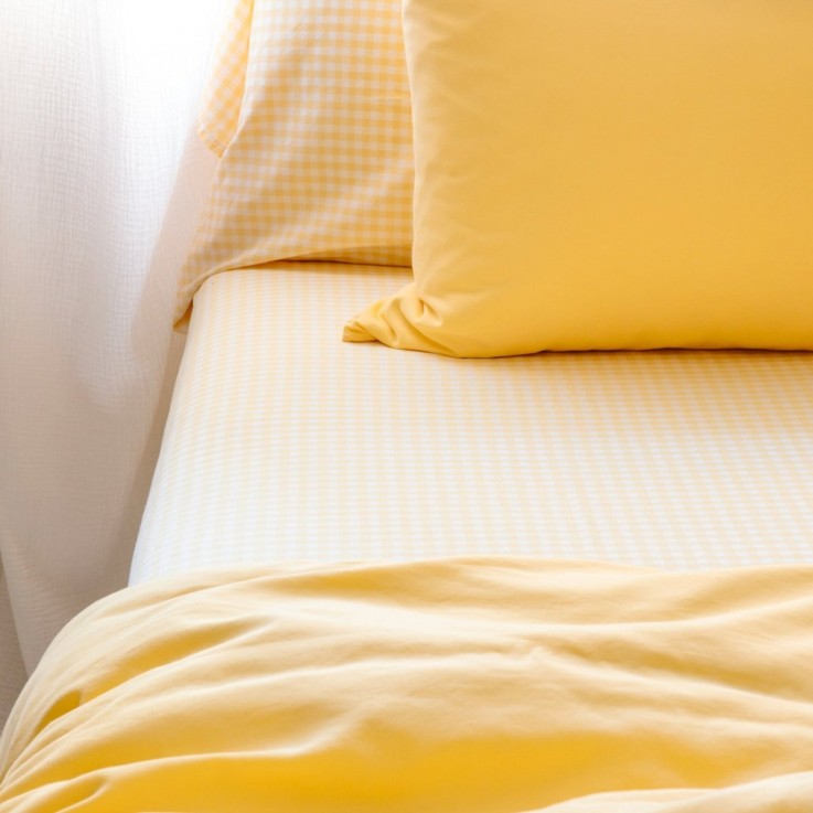 Drap housse Percale de Coton Bio Vichy adulte