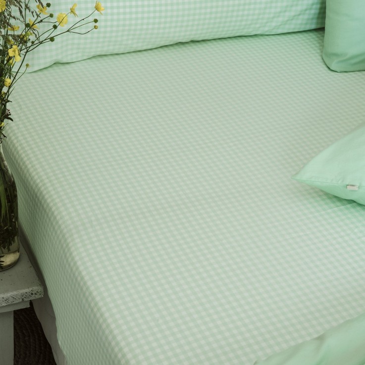 Drap housse Percale de Coton Bio Vichy adulte