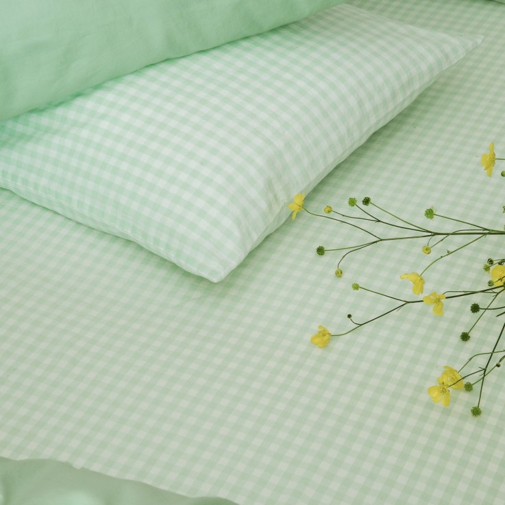 Drap housse Percale de Coton Bio Vichy adulte